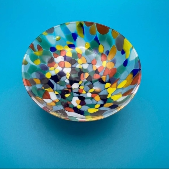 Opus Crystal Czech Republic Confetti designed small bowl with a cobalt stand - Picture 6 of 8